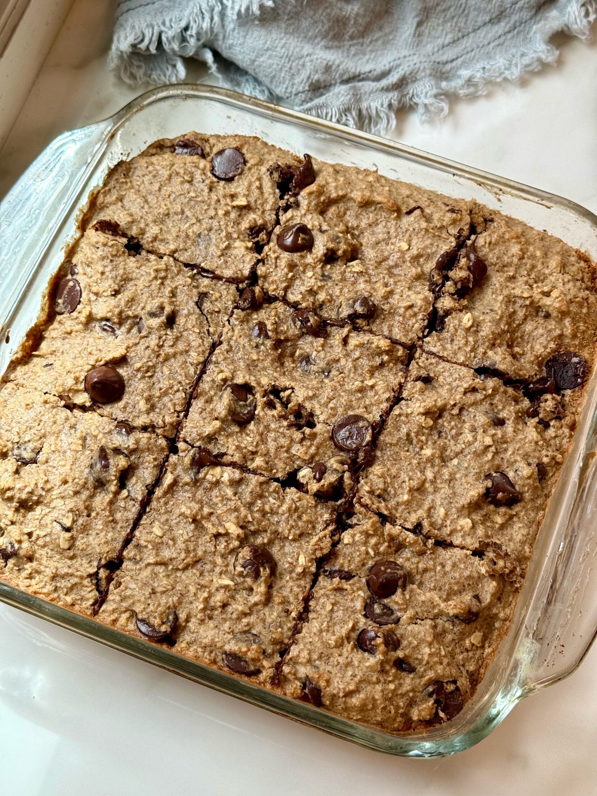 Peanut Butter Banana Oat Bars with Chocolate Chips