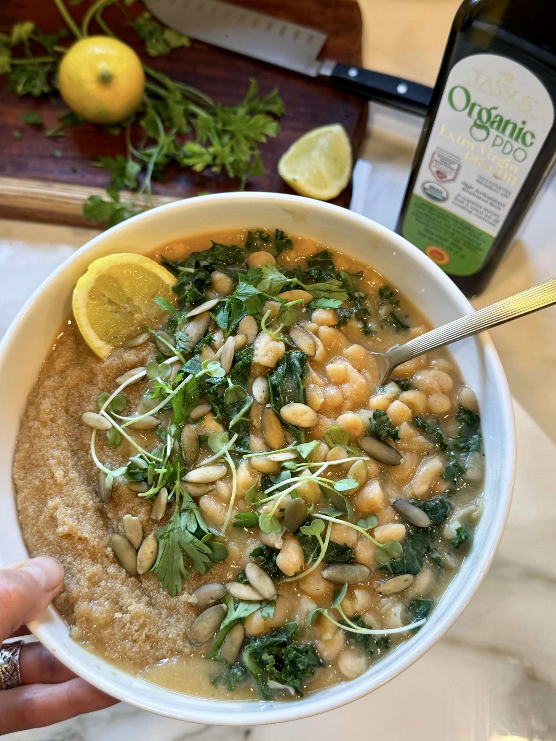 Slow Cooker Brothy White Beans & Kale